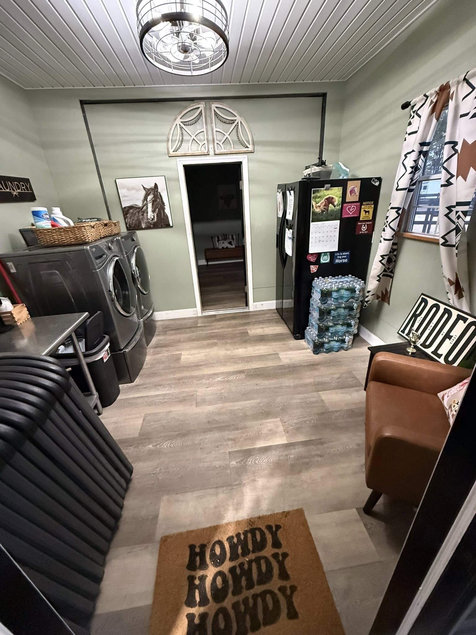 Laundry and utility room inside Rodeo Stables boarding facility